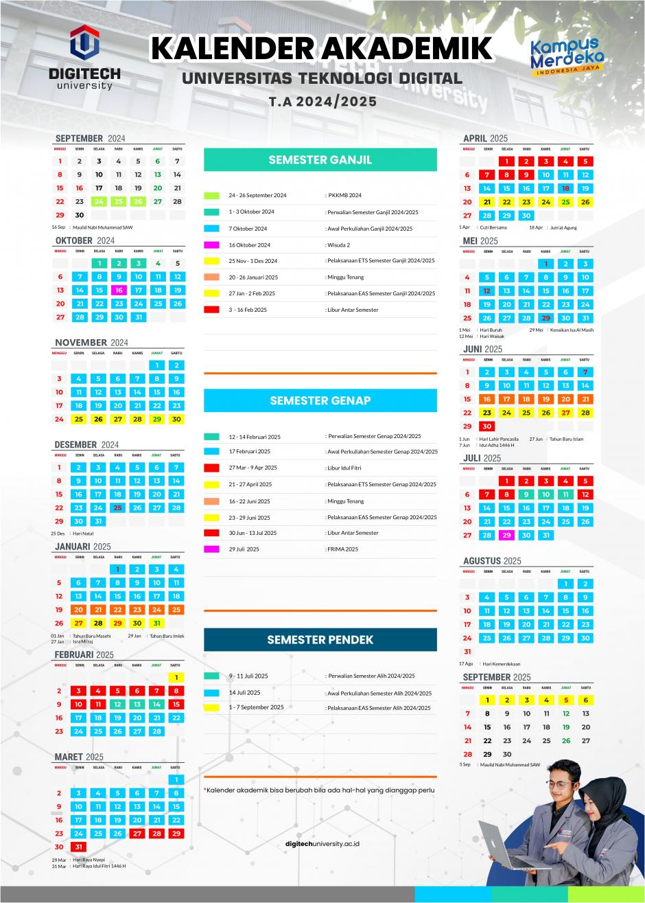 Kalender Akademik Universitas Teknologi Digital Tahun 2024-2025