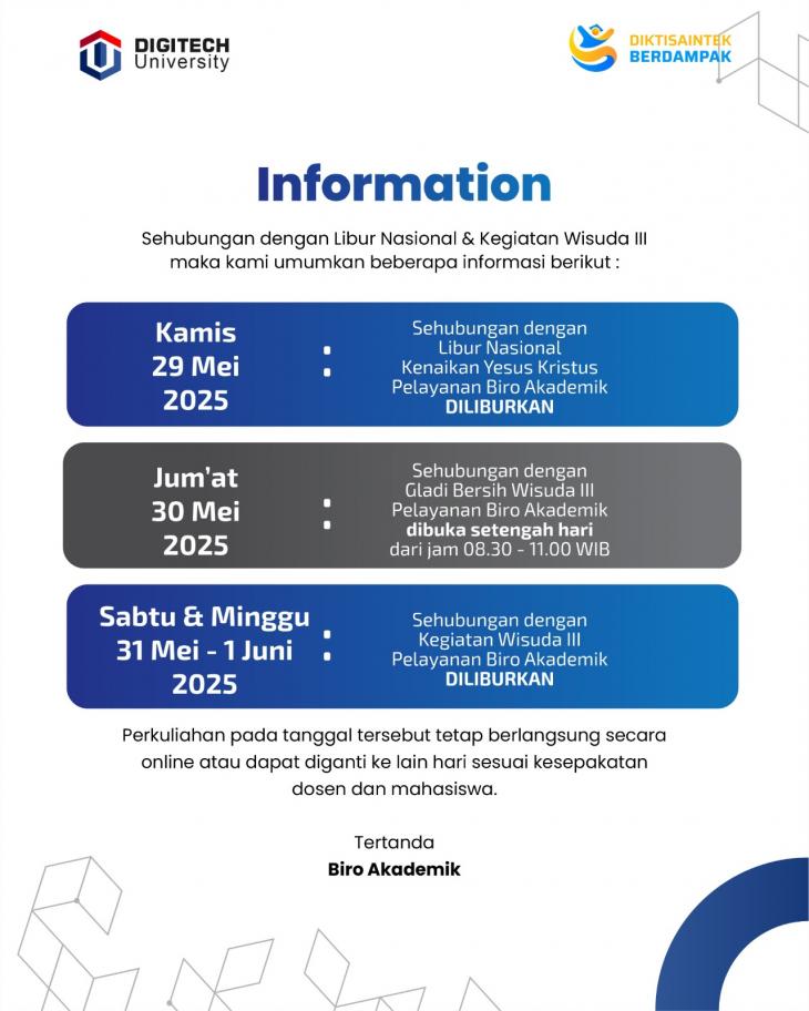 PENGUMUMAN! Terkait Jadwal Libur dan Pelayanan Biro Akademik â€“ Akhir Mei 2025