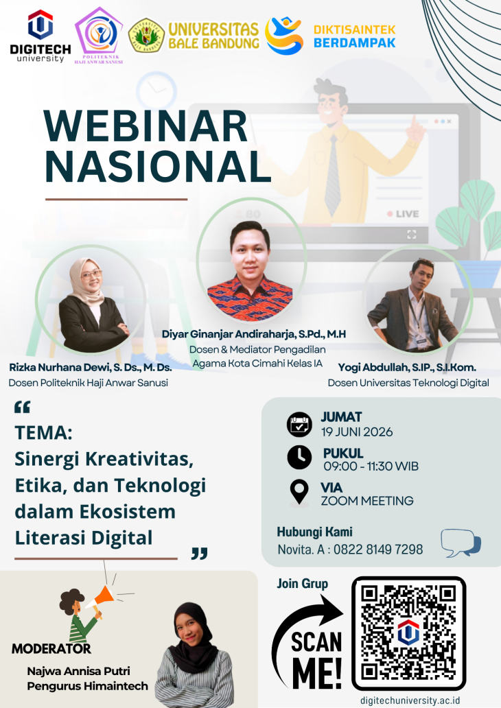 [WEBINAR NASIONAL] Sinergi Kreativitas, Etika, dan Teknologi dalam Ekosistem Literasi Digital