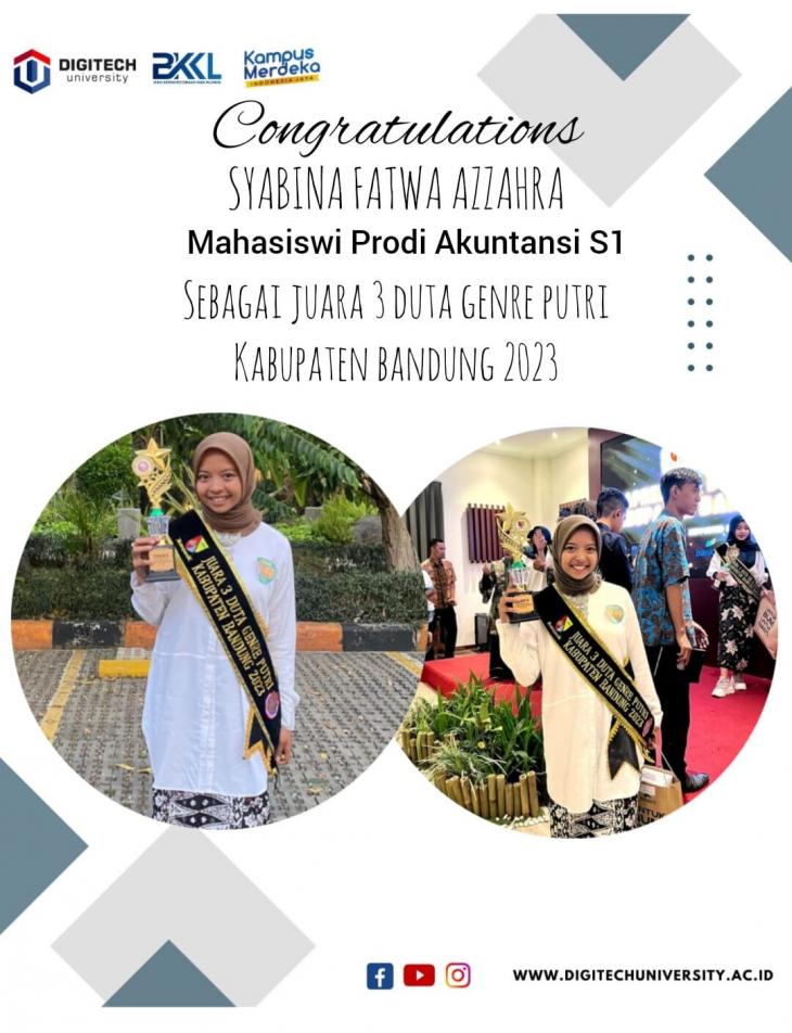 Syabina Fatwa Azzahra, Mahasiswi Prodi S1 Akuntansi menjadi Duta Genre Putri Kab. Bandung 2023