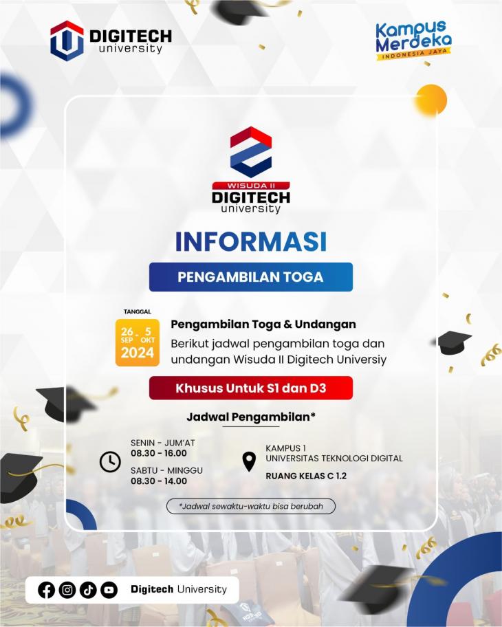 Informasi Pengambilan Toga Wisuda Universitas Teknologi Digital