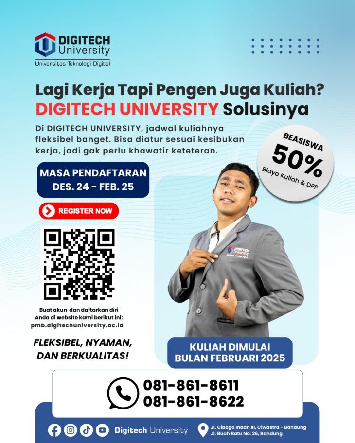 Pendaftaran Kuliah Gelombang 1 di Digitech University Masih Dibuka !